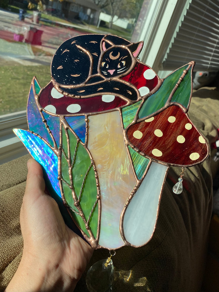 Mushroom Cat Suncatcher