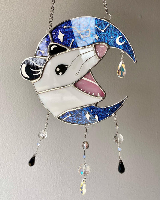 Van Gogh Crescent Moon Opossum Suncatcher