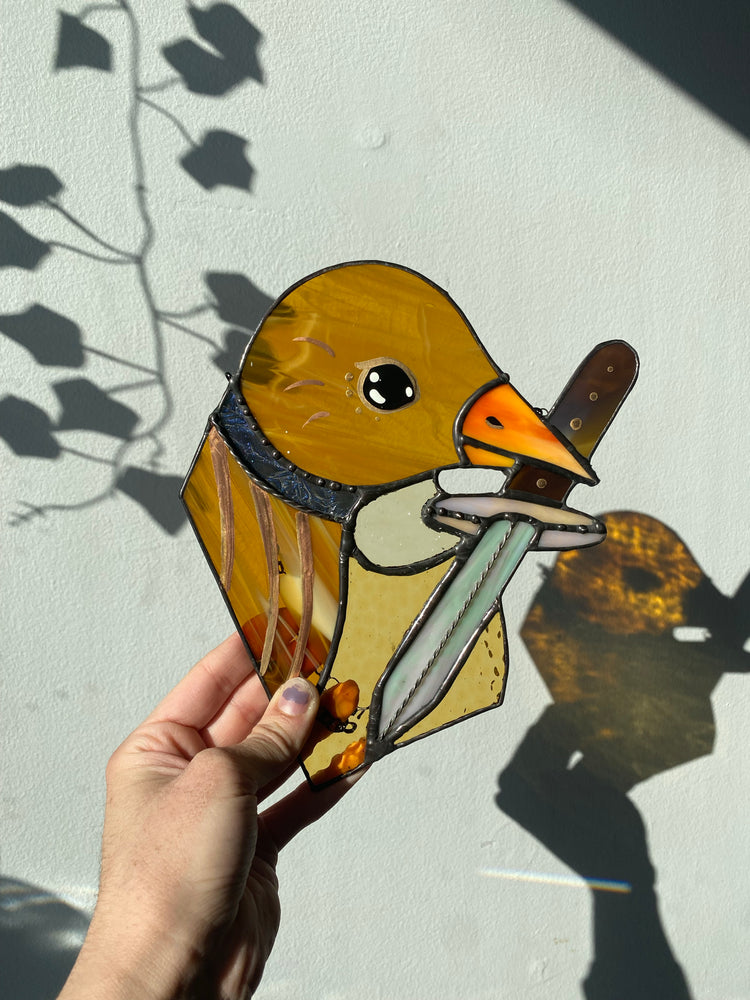 Feisty Finch Stained Glass Suncatcher