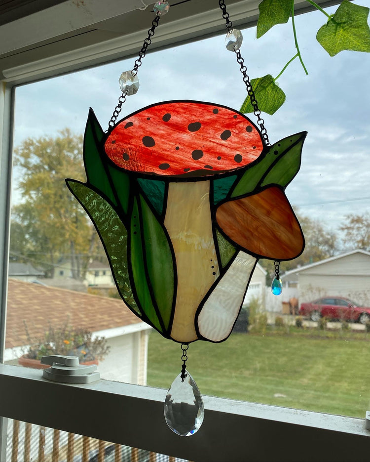 Mushroom Bundle Stained Glass Suncatcher