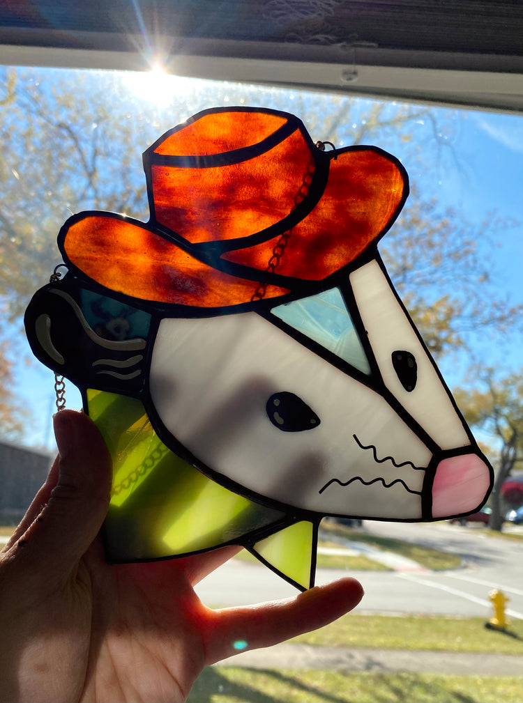 Green Cowboy Opossum Suncatcher