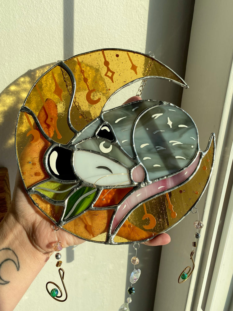 Sunkissed Opossum Moon Suncatcher