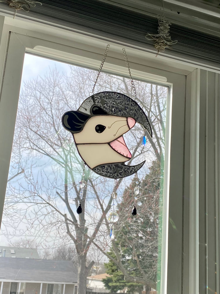 Van Gogh Crescent Moon Opossum Suncatcher