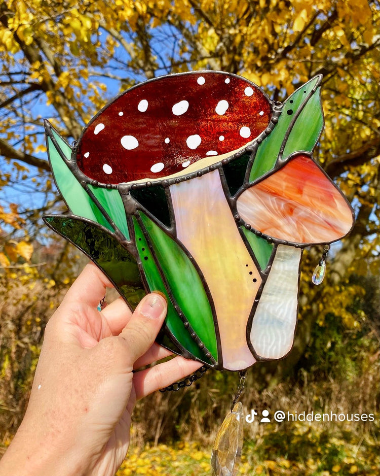 Mushroom Bundle Stained Glass Suncatcher