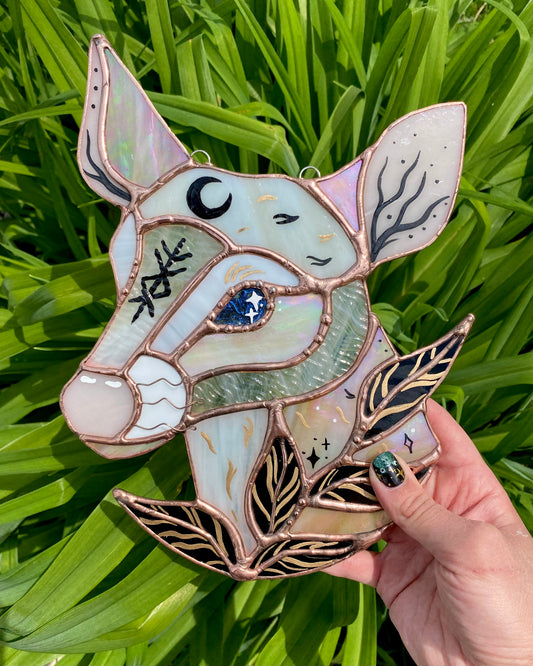 Prosperity Deer Stained Glass Suncatcher