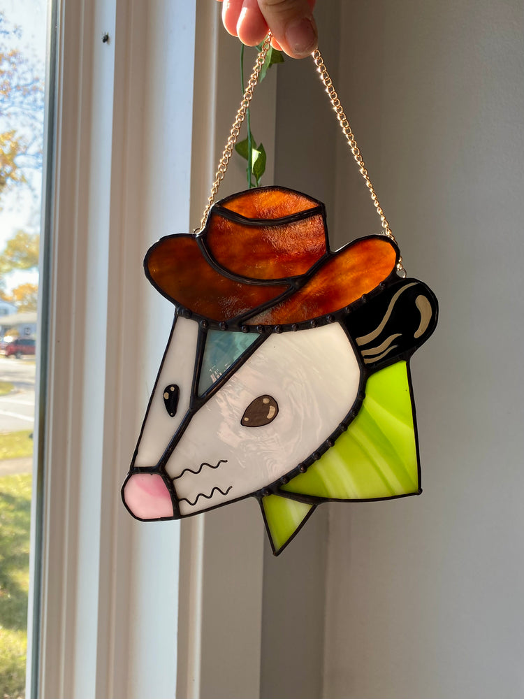 Green Cowboy Opossum Suncatcher