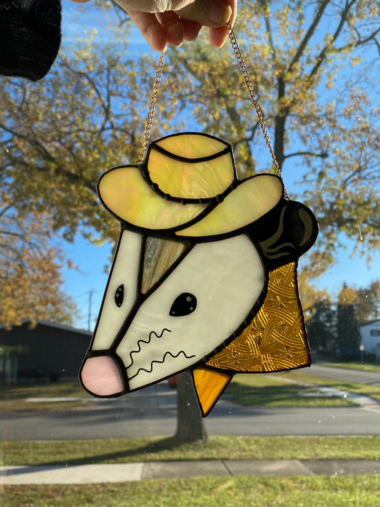 Golden Yellow Cowboy Opossum Suncatcher