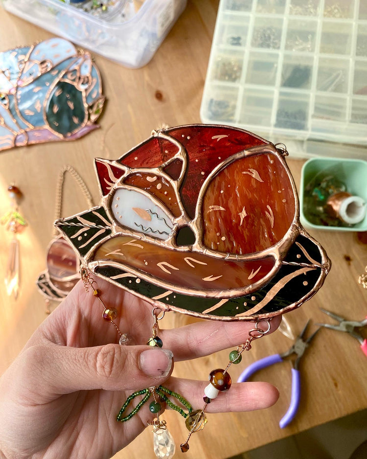 Mini Fox Stained Glass Suncatcher